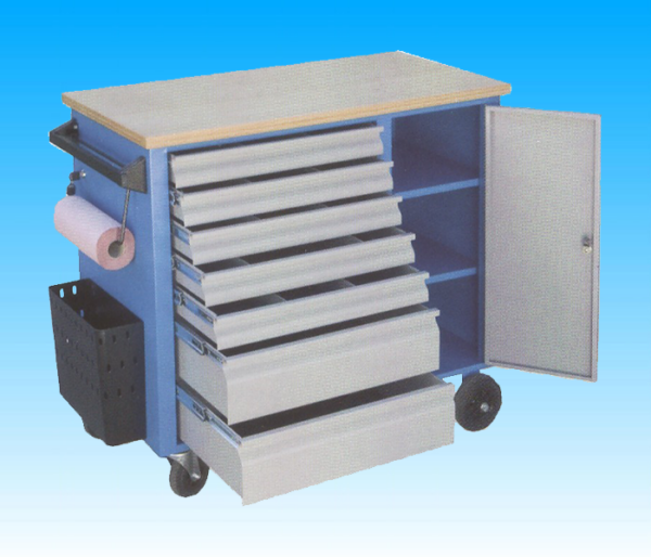 CARRELLO PORTA UTENSILI CON PIANO SUPERIORE IN LEGNO