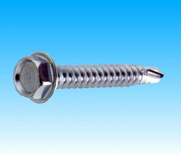 VITE AUTOFORANTE CON TESTA ESAGONALE CON FINTA RONDELLA IN ACCIAIO CEMENTATO ZINCATA BIANCA